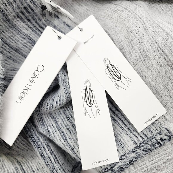 NEW Calvin‎ Klein Womens Infinity Loop Scarf 85% Nylon 15% Acrylic Blue & White - Picture 5 of 8
